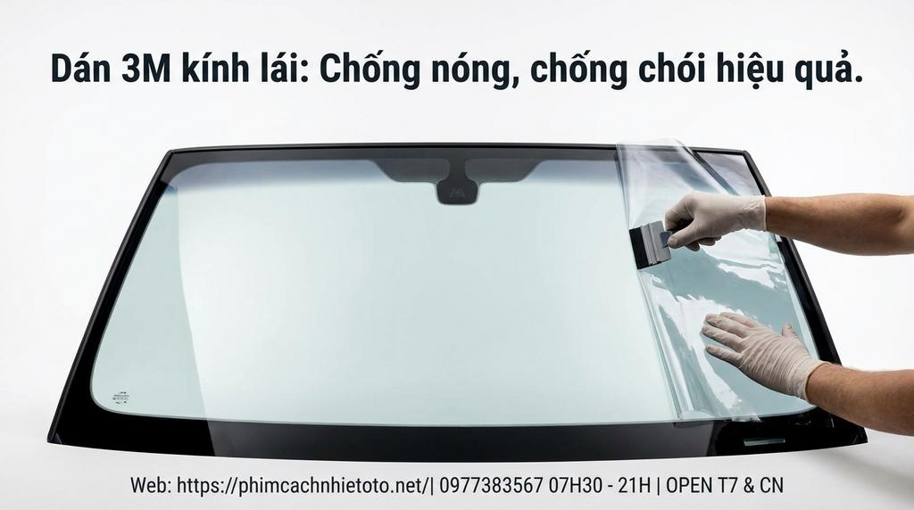 Dán 3M kính lái: Chống nóng, chống chói hiệu quả.