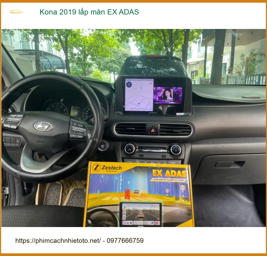 Chú Minh lắp màn EX ADAS Kona 2019 tại Quận 9, tăng cường an toàn. ảnh thực tế 3