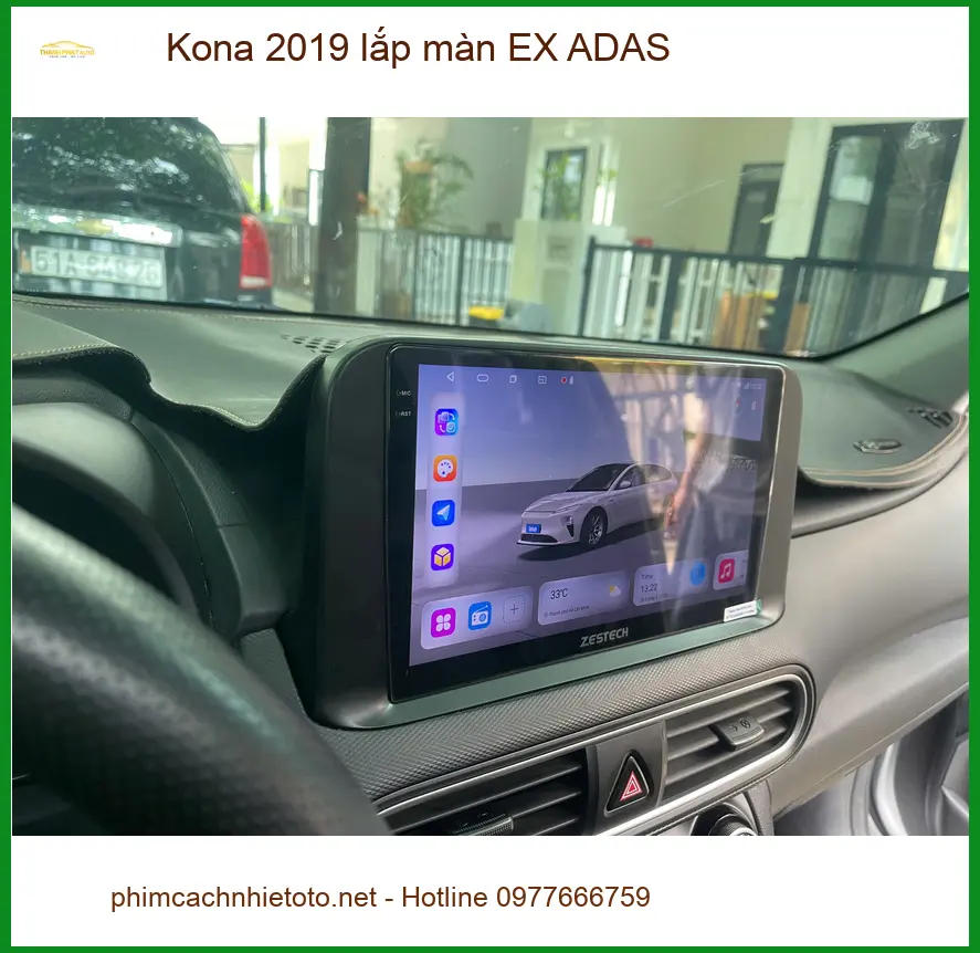 Chú Minh lắp màn EX ADAS Kona 2019 tại Quận 9, tăng cường an toàn. ảnh thực tế 4