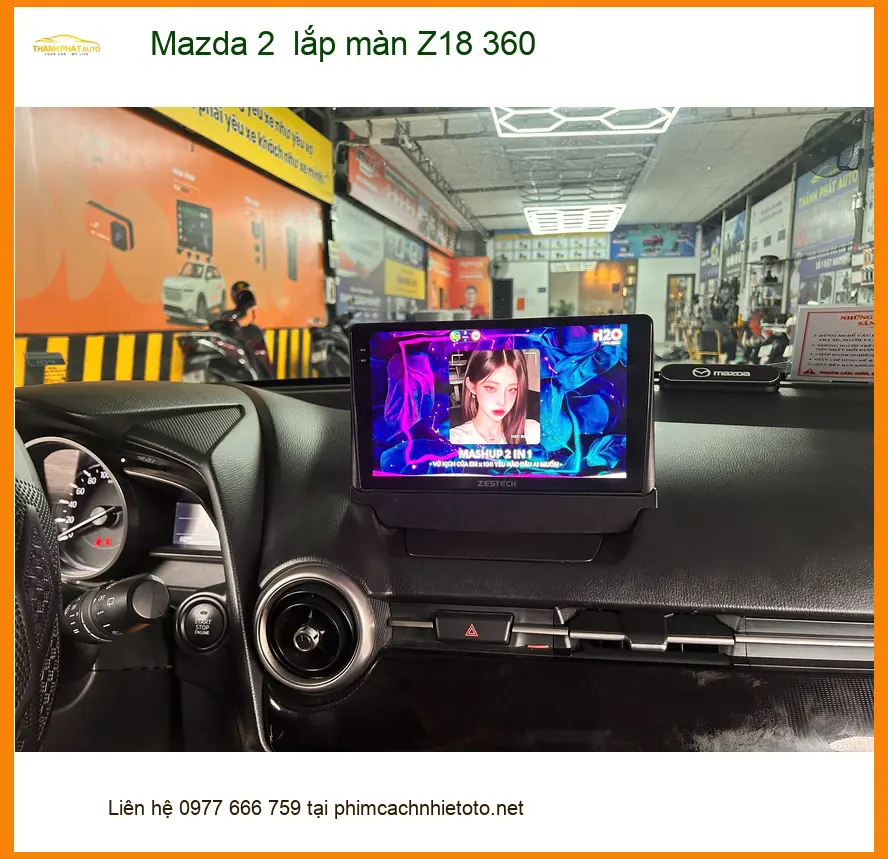 Chú Tấn lắp màn Z18 360 cho Mazda 2 để lái an toàn hơn tại Quận 9 ảnh thực tế 3