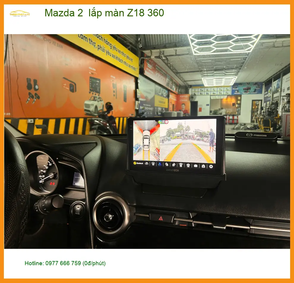 Chú Tấn lắp màn Z18 360 cho Mazda 2 để lái an toàn hơn tại Quận 9 ảnh thực tế 4