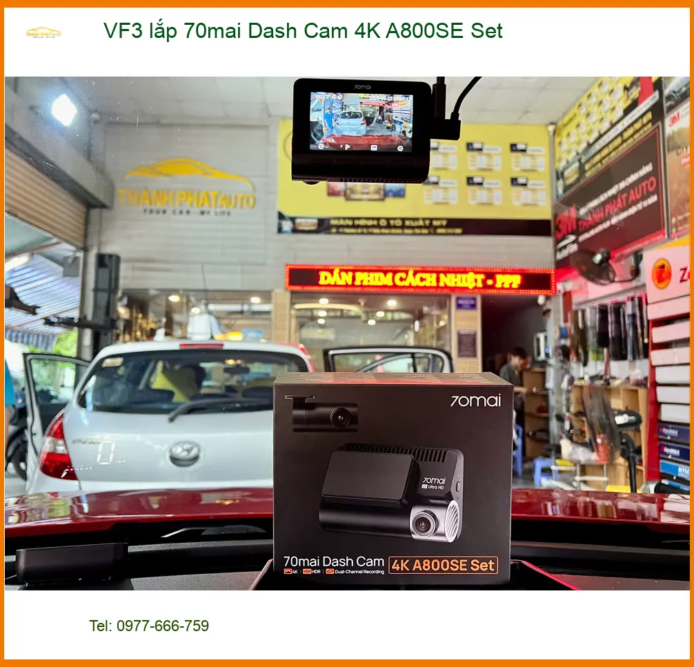 Anh Bách lắp 70mai Dash Cam 4K A800SE Set cho VinFast VF3 tại Quận 2 để an tâm lái xe