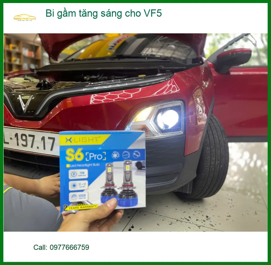 Anh Khang độ bi gầm tăng sáng cho VinFast VF5 tại Thủ Đức vì đèn zin yếu