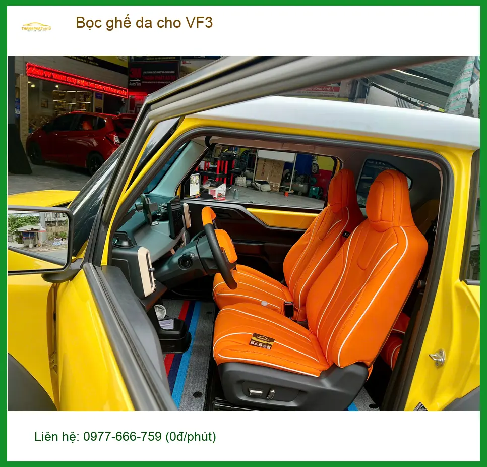 Anh Tân bọc ghế da VinFast VF3 tại Bình Thạnh nâng tầm nội thất xe ảnh thực tế 2