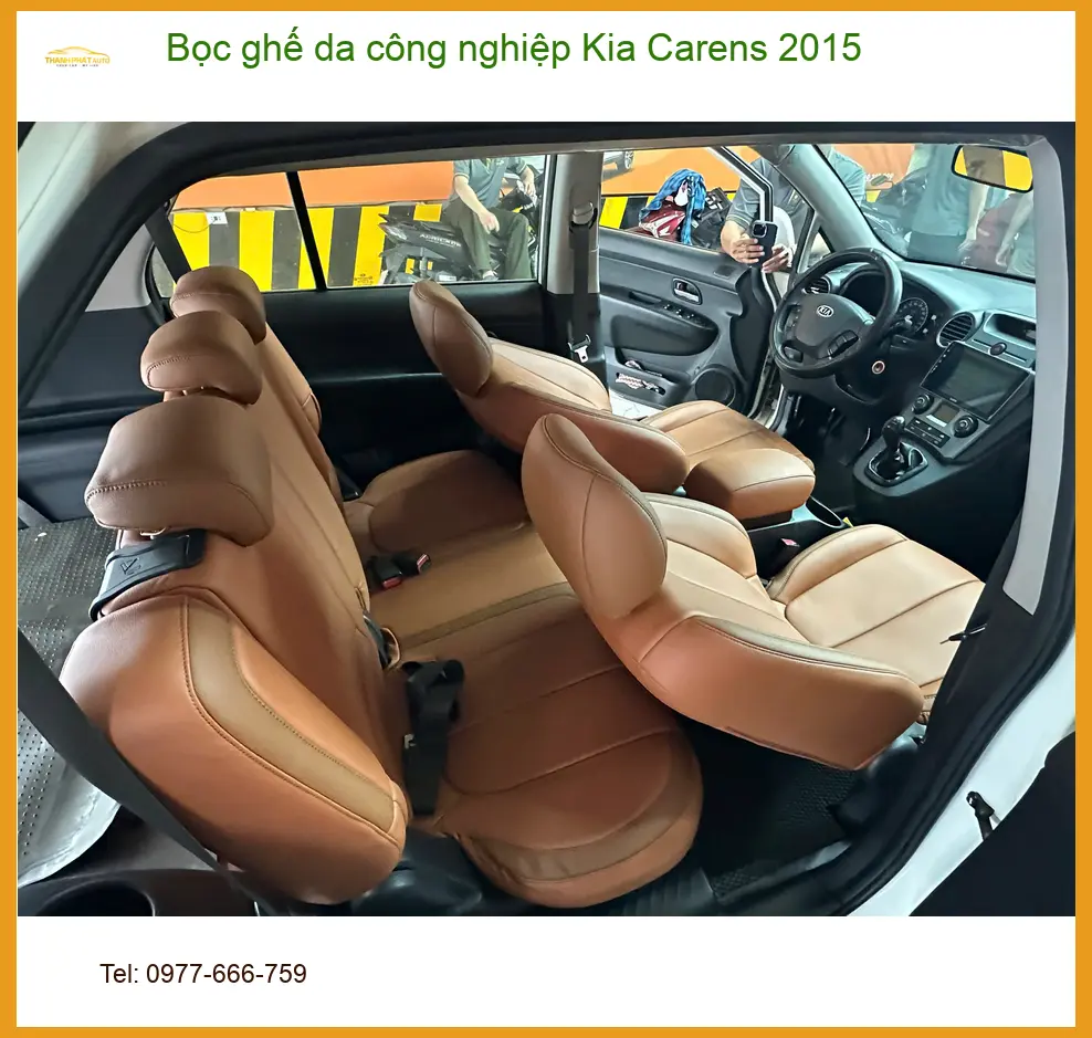 Cô Sương bọc ghế da công nghiệp Kia Carens 2015 tại Củ Chi cho nội thất sạch đẹp ảnh thực tế 4