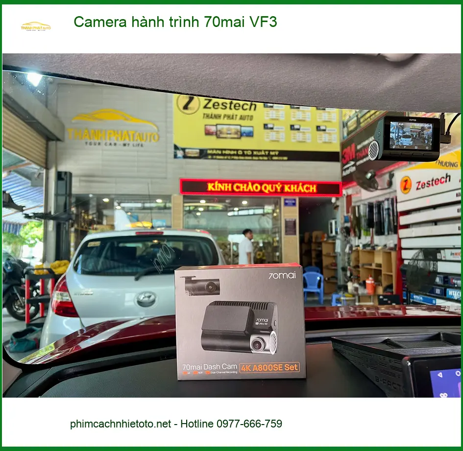 Chị Hương Giang lắp Camera hành trình 70mai cho VinFast VF3 ở Quận 8