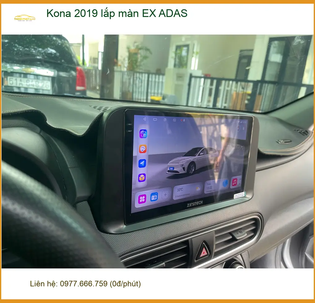 Anh Kiên lắp màn EX ADAS cho Kona 2019 tại Quận 7 để lái xe an toàn hơn