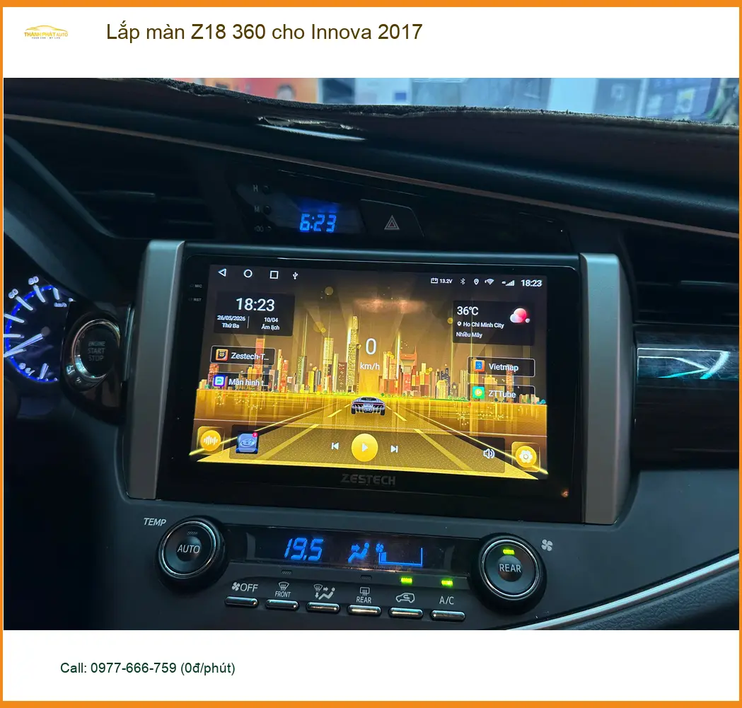 Anh Cường lắp màn Z18 360 cho Innova 2017 ở Quận 5 để dễ dàng đỗ xe ảnh thực tế 3