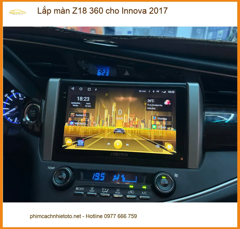 Anh Khải lắp màn Z18 360 cho Innova 2017 tại Nhà Bè, lái xe an toàn ảnh thực tế 3