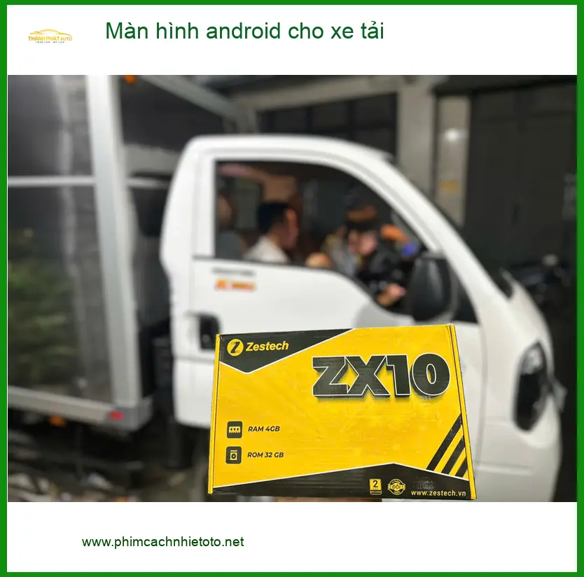 Anh Khải lắp màn hình Android xe tải Fuso tại Quận 2 để có bản đồ và giải trí.