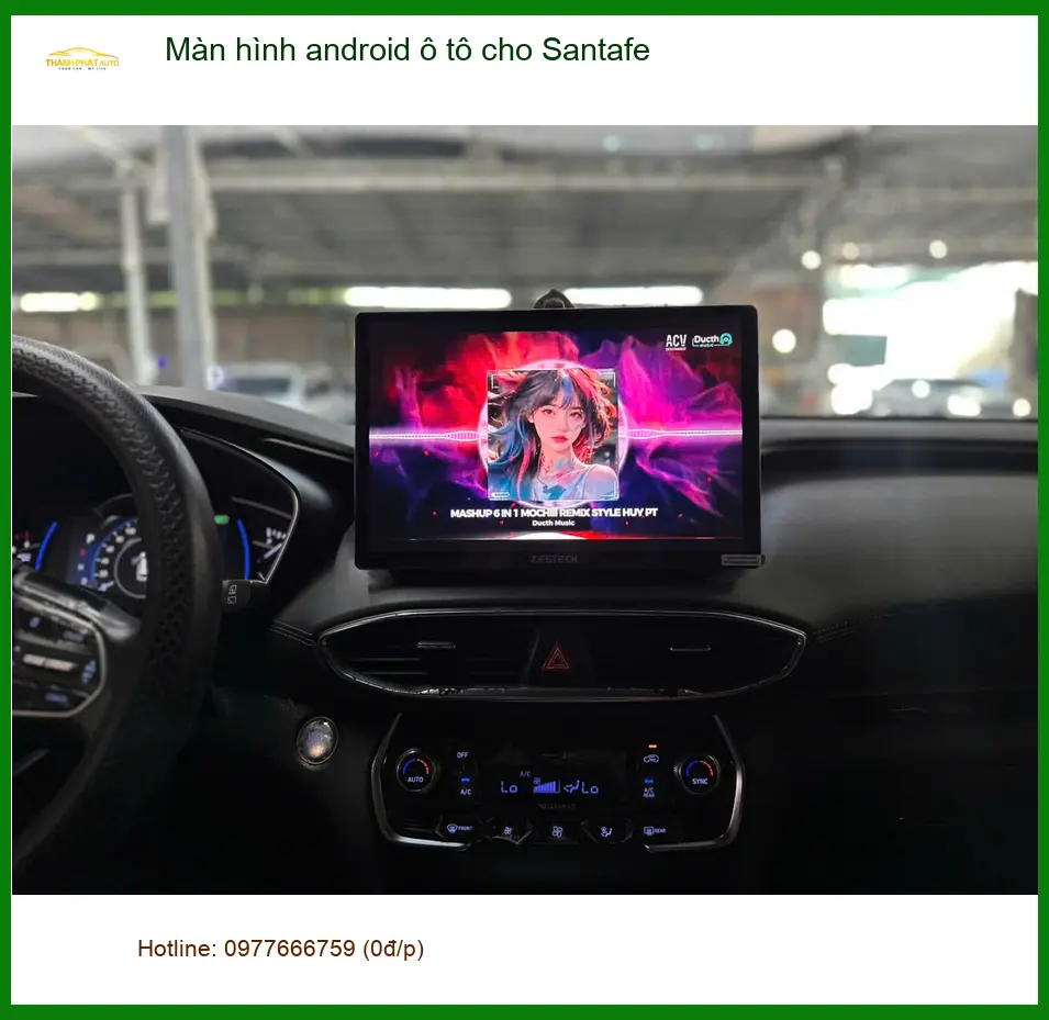 Chị Linh lắp màn hình Android ô tô cho Santafe tại Quận 5 vì màn zin không có định vị ảnh thực tế 2