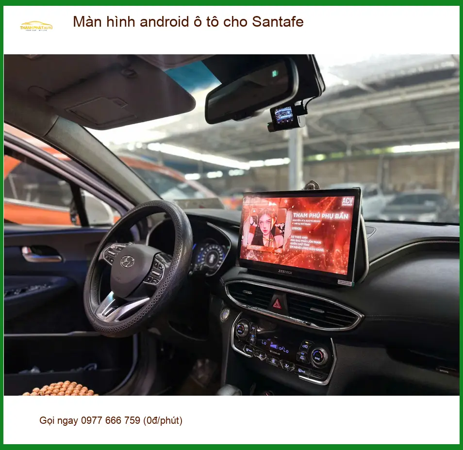 Chị Linh lắp màn hình Android ô tô cho Santafe tại Quận 5 vì màn zin không có định vị ảnh thực tế 4