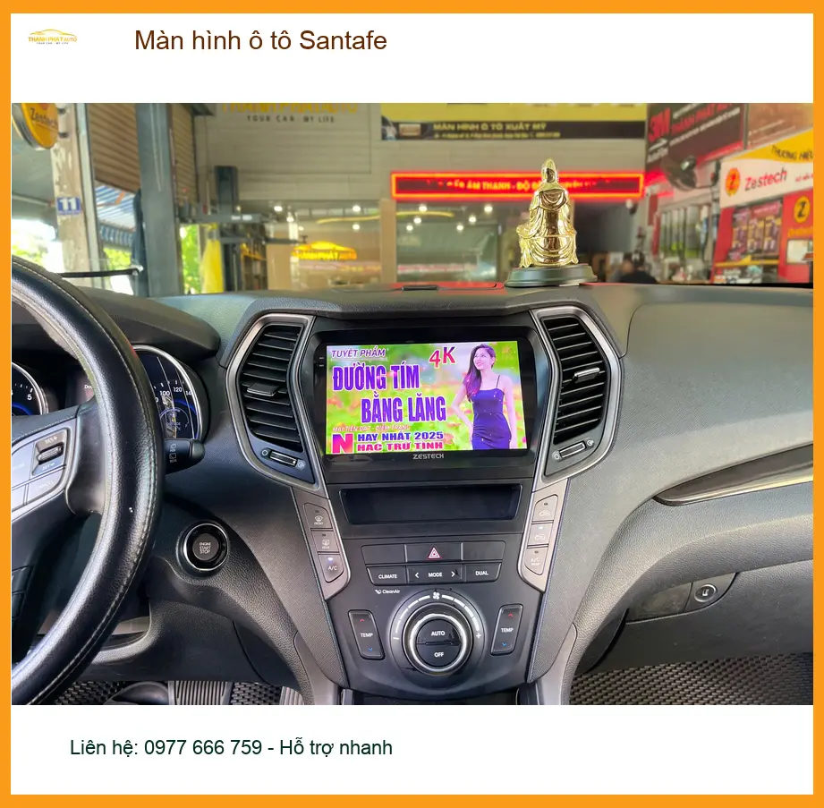 Anh Khang lắp màn hình ô tô Santafe tại Nhà Bè vì màn zin đã cũ và thường xuyên bị đơ ảnh thực tế 2