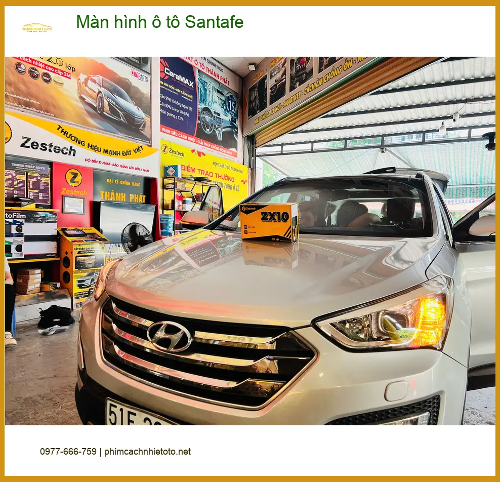 Anh Quang lắp màn hình ô tô Santafe tại Quận 9 vì màn hình zin không có CarPlay ảnh thực tế 2