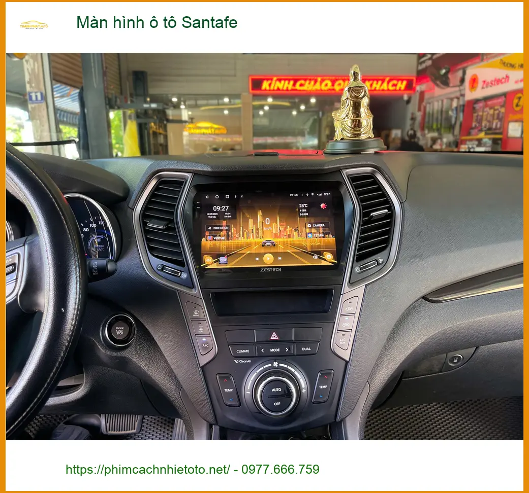 Chị Mai Khanh lắp màn hình ô tô Santafe Quận 6 vì màn cũ mờ ảnh thực tế 2