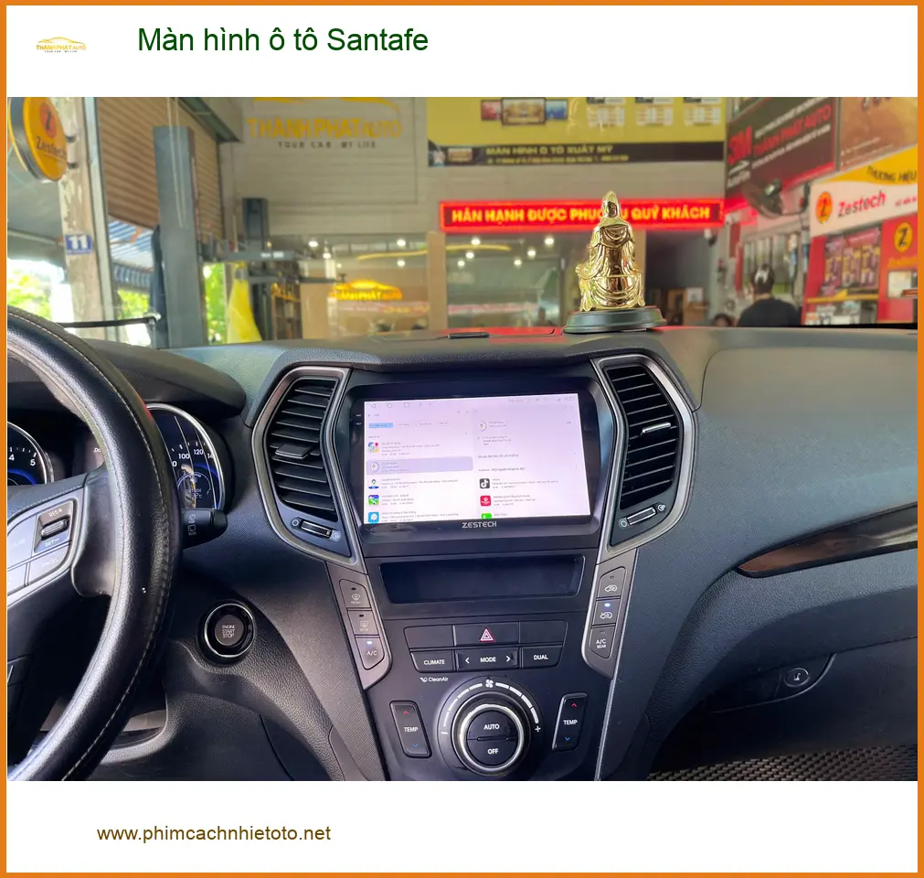 Chị Mai Khanh lắp màn hình ô tô Santafe Quận 6 vì màn cũ mờ ảnh thực tế 4