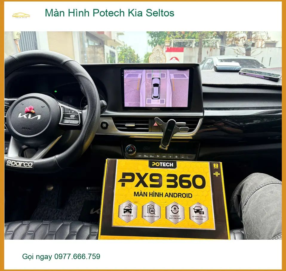 Anh Thịnh lắp màn hình Potech cho Kia Seltos tại Quận 1 vì màn hình zin quá nhỏ