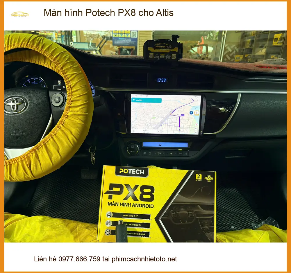 Anh Tấn nâng cấp màn hình Potech PX8 cho Altis tại Quận 9 vì màn cũ quá chậm