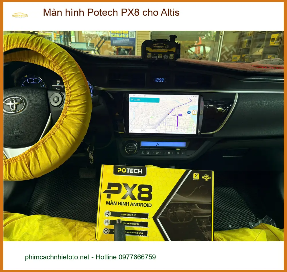 Anh Lâm lắp màn hình Potech PX8 cho Altis tại Củ Chi thay màn zin.