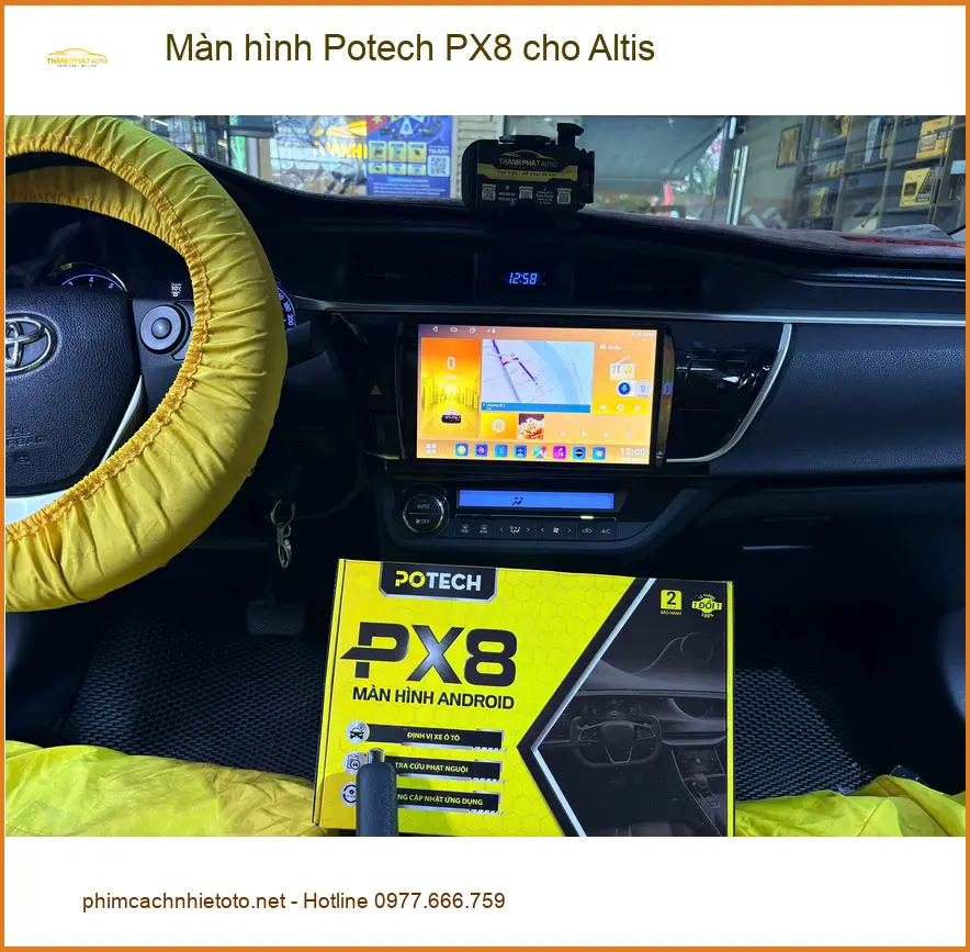 Anh Lâm lắp màn hình Potech PX8 cho Altis tại Củ Chi thay màn zin. ảnh thực tế 3