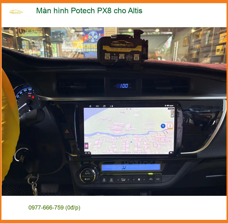Chị Hằng lắp Màn hình Potech PX8 cho Altis ở Quận 4 để xe thông minh hơn