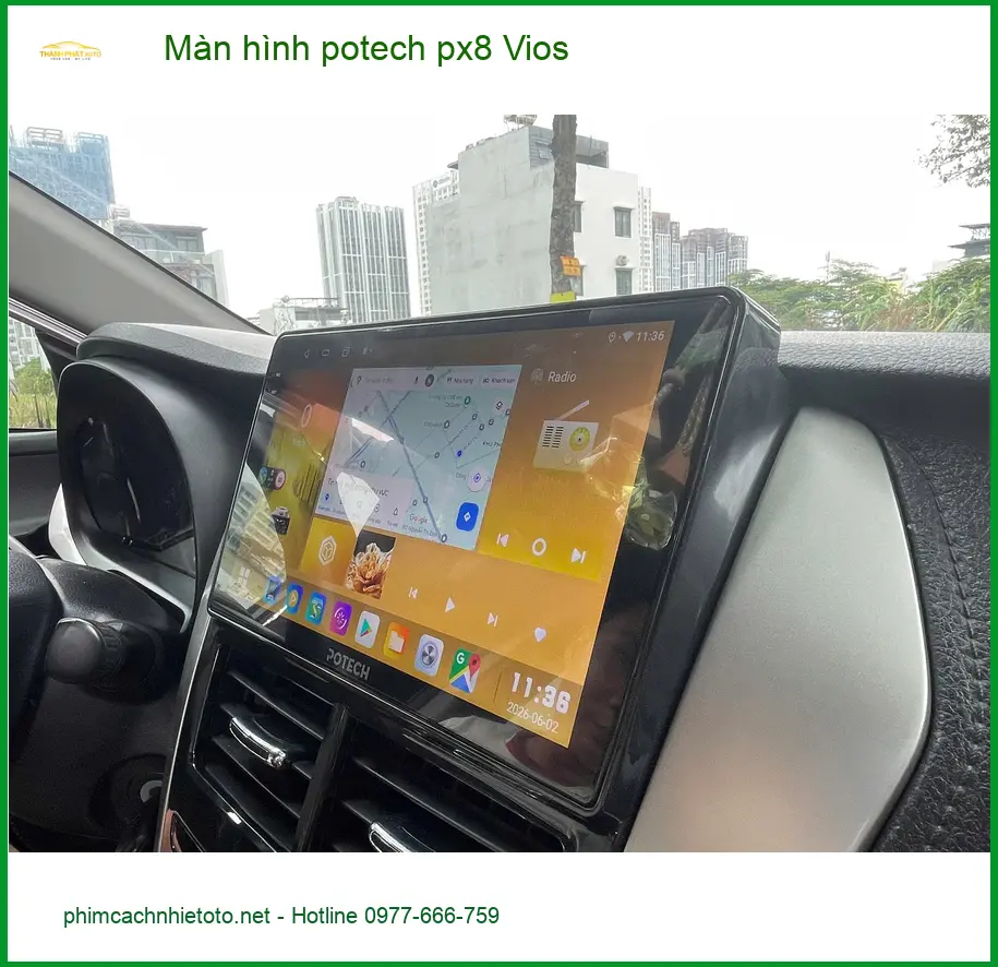 Anh Minh lắp Màn hình Potech PX8 cho Vios tại Quận 3 vì màn hình cũ bị giật lag ảnh thực tế 3