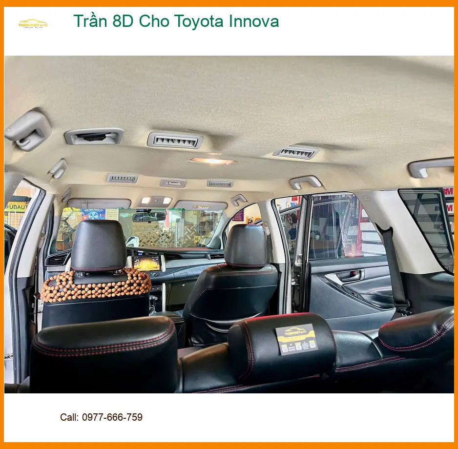 Anh Tùng bọc Trần 8D cho Toyota Innova tại Quận 2 để nội thất thêm đẳng cấp