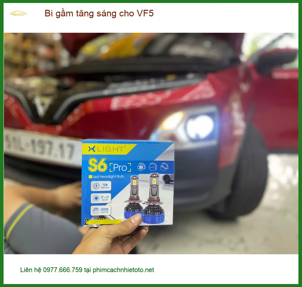 Chị Hoa lắp bi gầm tăng sáng VinFast VF5 Quận 12 vì đèn yếu