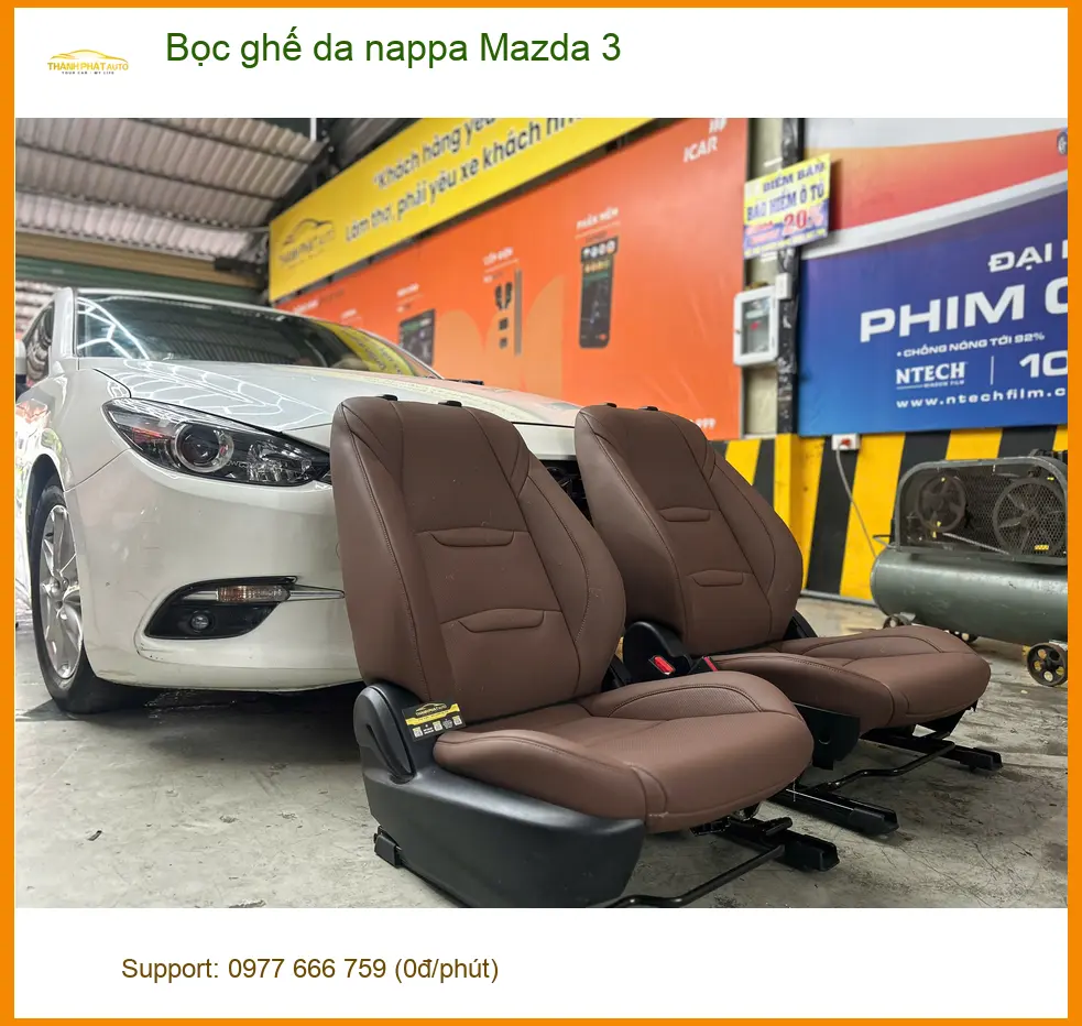 Chị Mai Anh bọc ghế da Nappa Mazda 3 tại Quận 12 để không gian xe thêm đẳng cấp và dễ vệ sinh