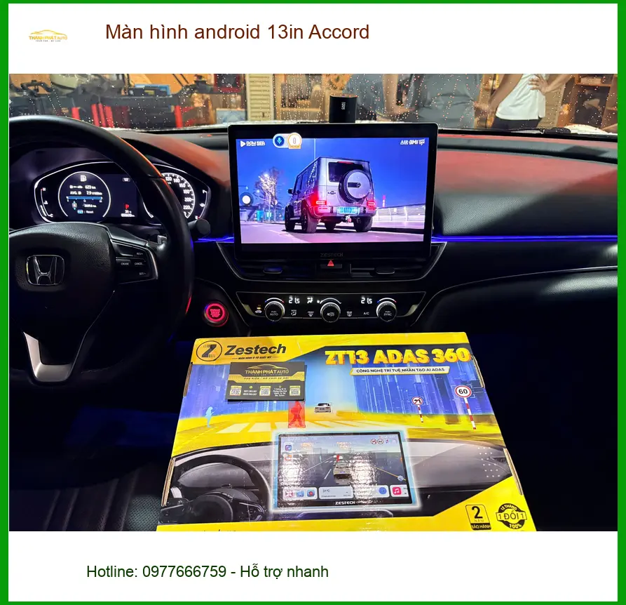 Chị Kim Liên nâng cấp màn hình Android 13 inch Accord tại Quận Tân Bình