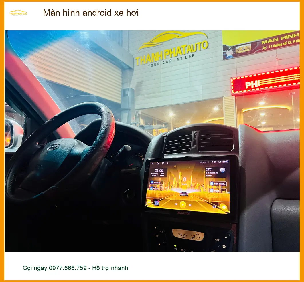 Chị Mai lắp màn hình Android cho Ford Everest ở Quận 9 tiện xem dẫn đường