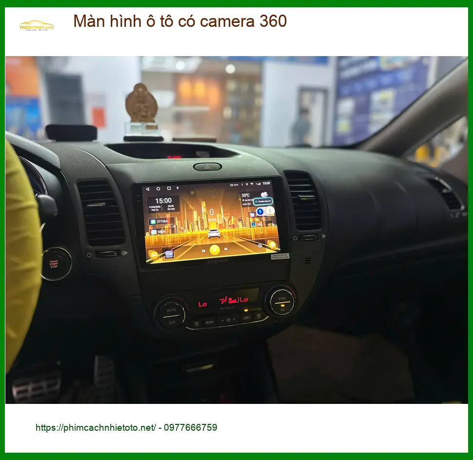 Chú Phát lắp màn hình ô tô có camera 360 cho Hyundai Santa Fe tại Quận 12