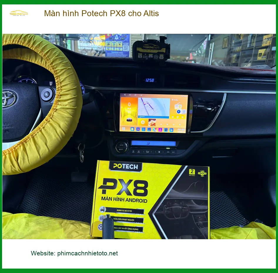 Anh Khang lắp Màn hình Potech PX8 cho Toyota Altis tại Quận Phú Nhuận vì màn zin cũ