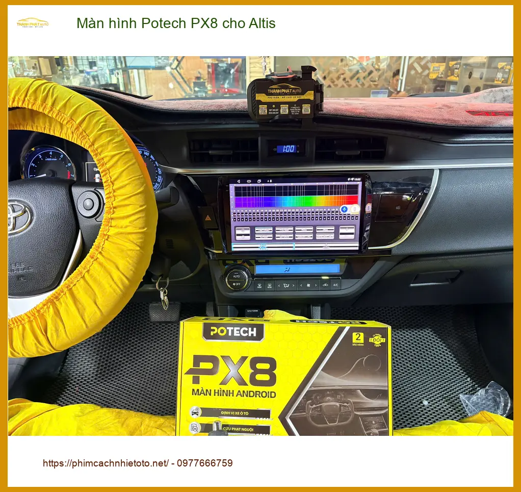 Anh Khang lắp Màn hình Potech PX8 cho Toyota Altis tại Quận Phú Nhuận vì màn zin cũ ảnh thực tế 2