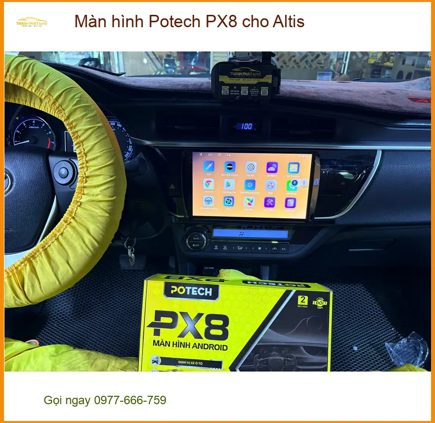 Anh Khang lắp Màn hình Potech PX8 cho Toyota Altis tại Quận Phú Nhuận vì màn zin cũ ảnh thực tế 4