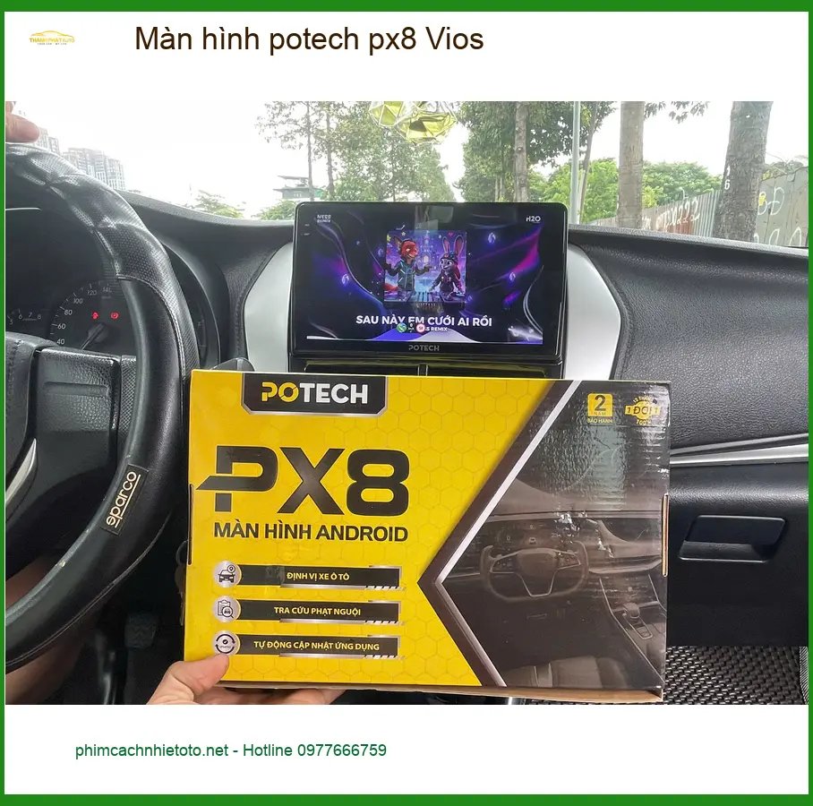 Anh Quang lắp Màn hình Potech PX8 cho Toyota Vios ở Quận 11 vì màn hình cũ giật lag