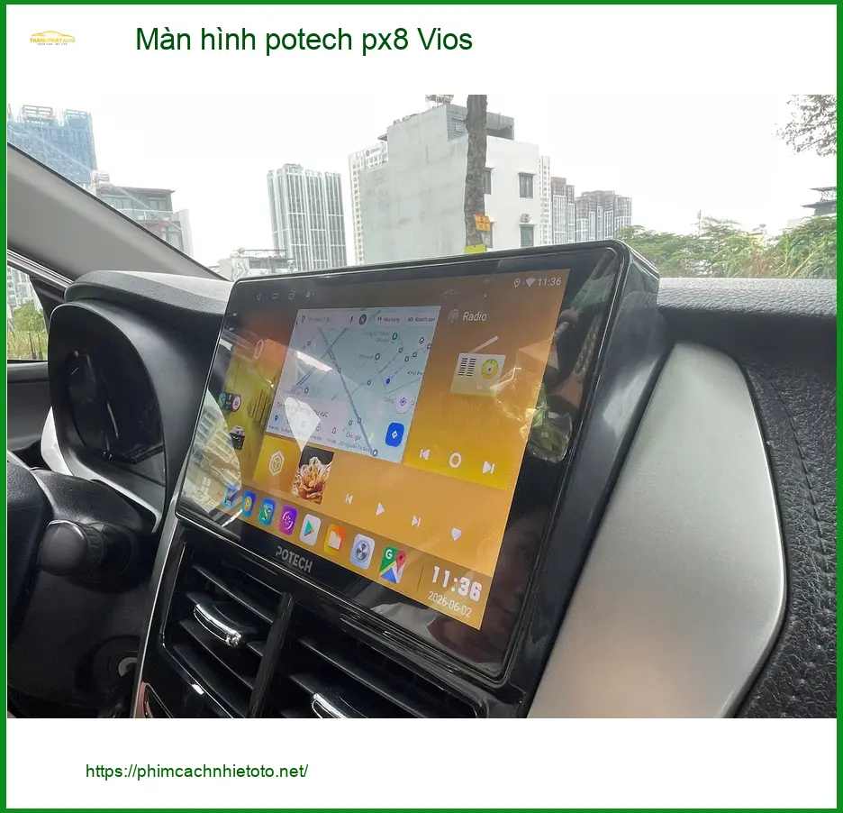 Anh Quang lắp Màn hình Potech PX8 cho Toyota Vios ở Quận 11 vì màn hình cũ giật lag ảnh thực tế 3