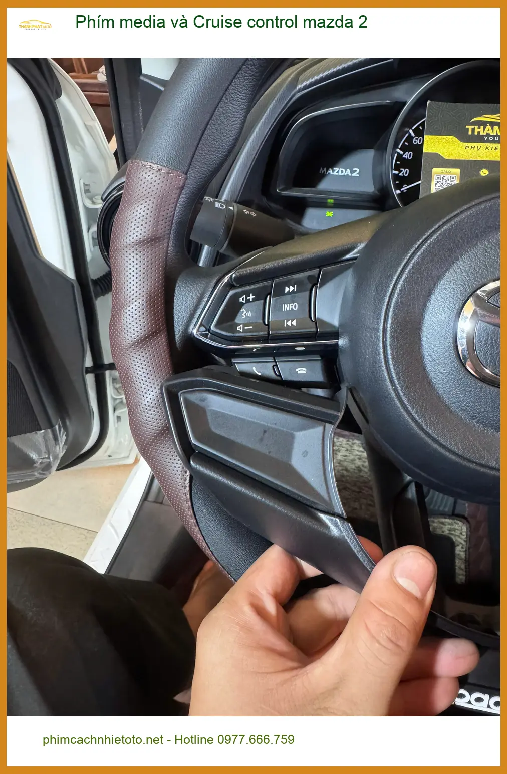 Anh Dũng lắp Phím media và Cruise control Mazda 2 ở Củ Chi để lái tiện lợi ảnh thực tế 3