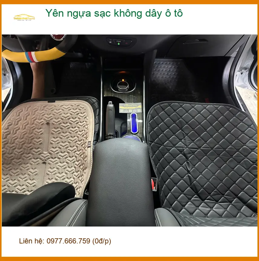 Chú Vinh lắp yên ngựa sạc không dây cho Hyundai Santa Fe ở Hóc Môn