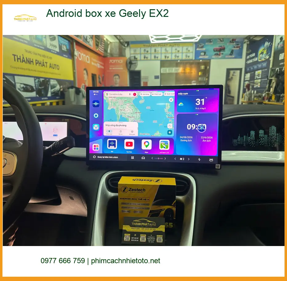Chị Mai Anh lắp Android box xe Geely EX2 Quận 12 chính hãng, tư vấn kỹ