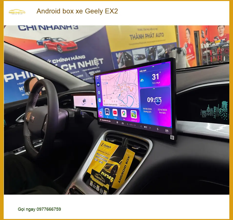 Chú Lâm lắp Android box xe Geely EX2 ở Quận 10 để xem YouTube và dẫn đường tiện lợi ảnh thực tế 2