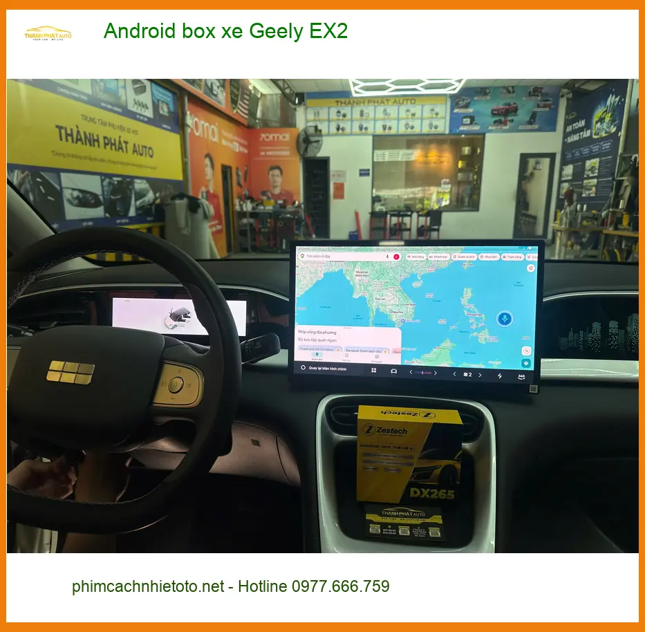 Chú Lâm lắp Android box xe Geely EX2 ở Quận 10 để xem YouTube và dẫn đường tiện lợi ảnh thực tế 3