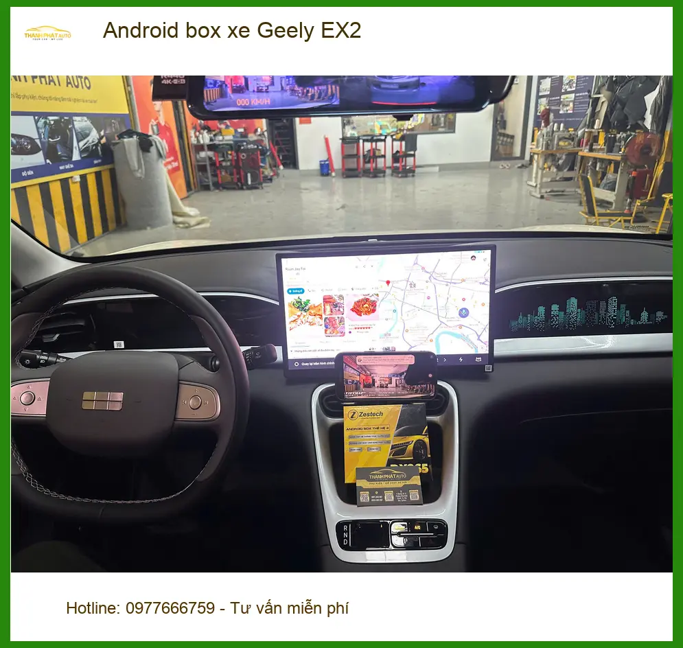 Chú Lâm lắp Android box xe Geely EX2 ở Quận 10 để xem YouTube và dẫn đường tiện lợi ảnh thực tế 4