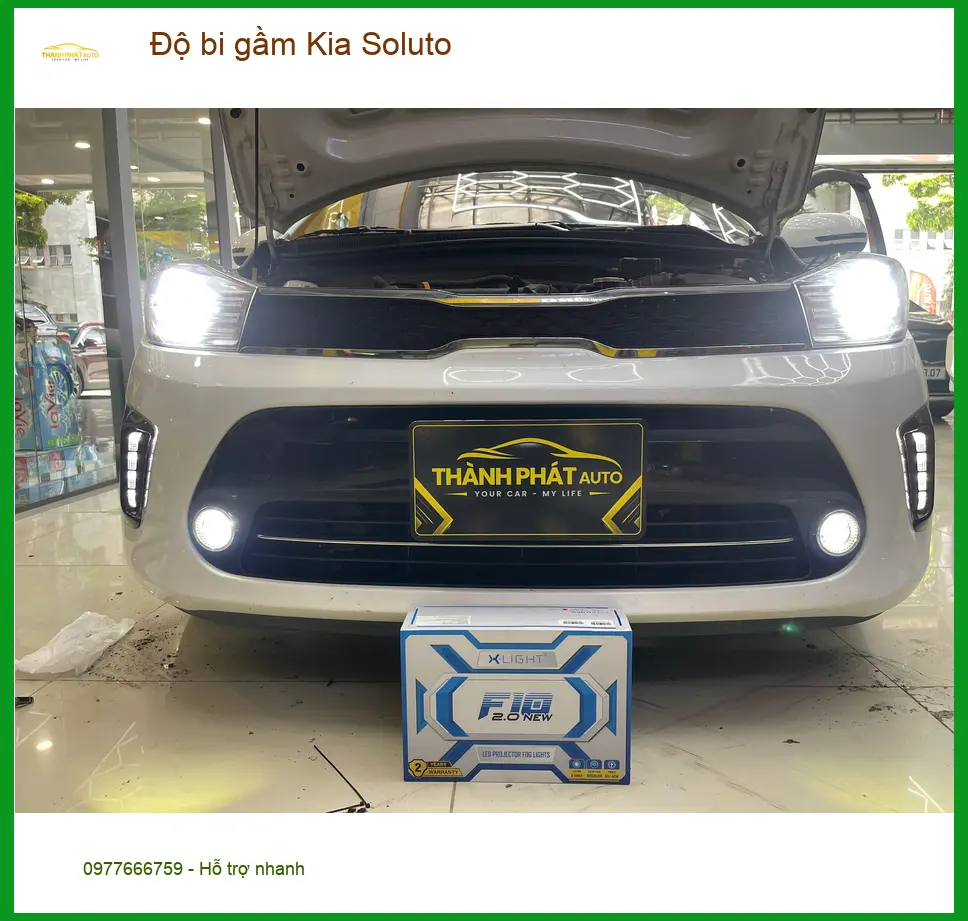 Chị Thảo độ bi gầm Kia Soluto tại Quận 9 để tăng cường ánh sáng khi đi đêm