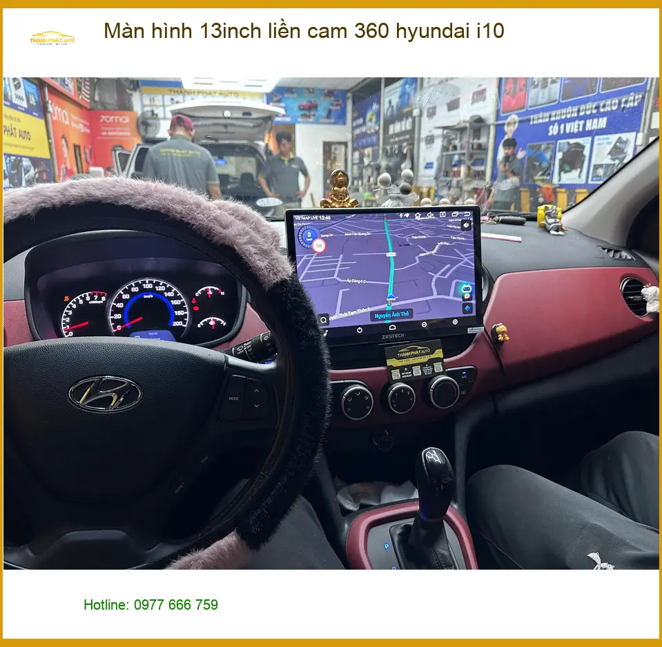 Anh Đạt lắp màn hình 13inch liền cam 360 Hyundai i10 ở Quận 12
