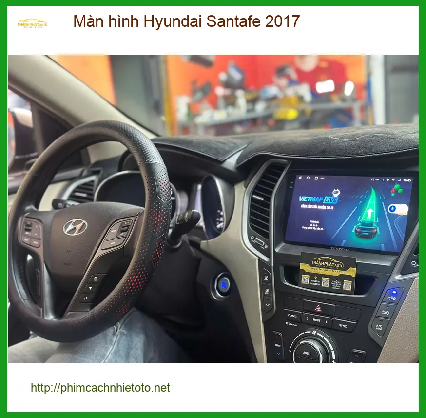 Anh Minh lắp màn hình Hyundai Santafe 2017 tại Quận 12 vì màn zin lỗi thời ảnh thực tế 2
