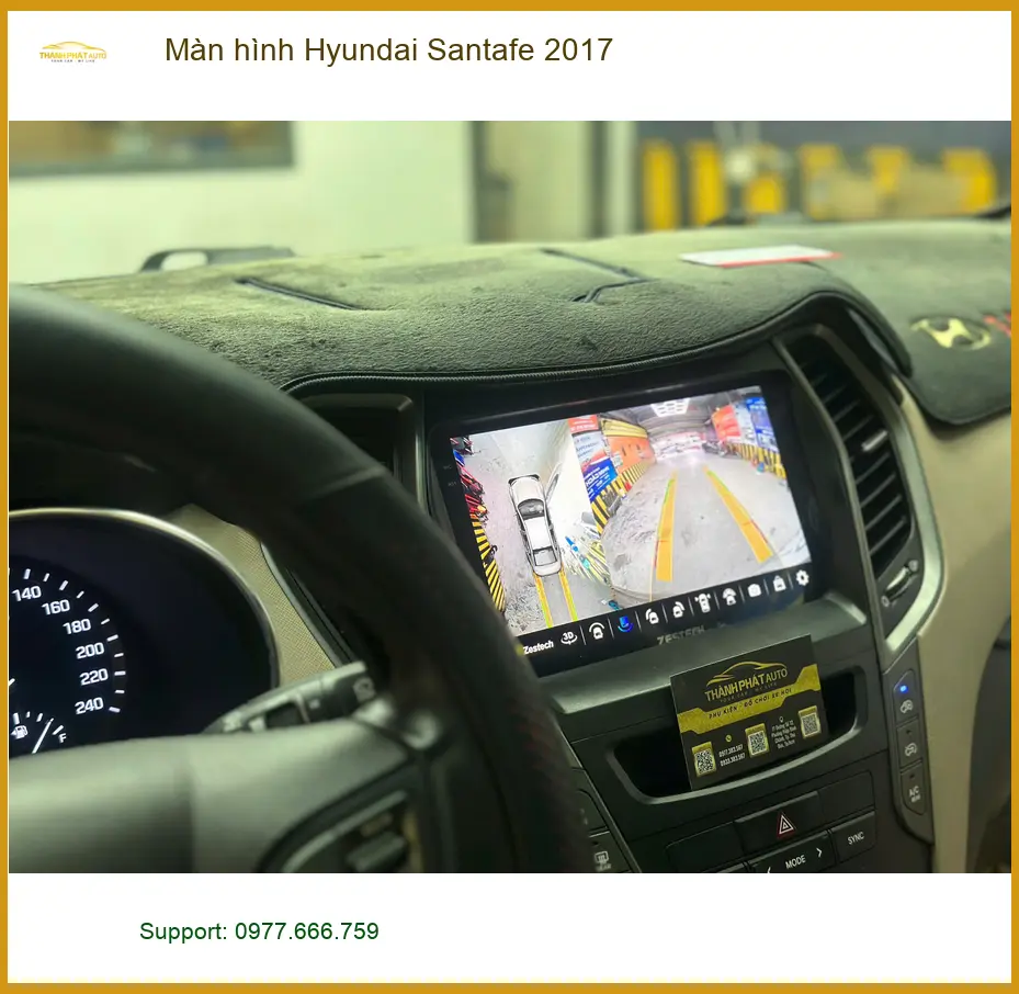 Anh Minh lắp màn hình Hyundai Santafe 2017 tại Quận 12 vì màn zin lỗi thời ảnh thực tế 3
