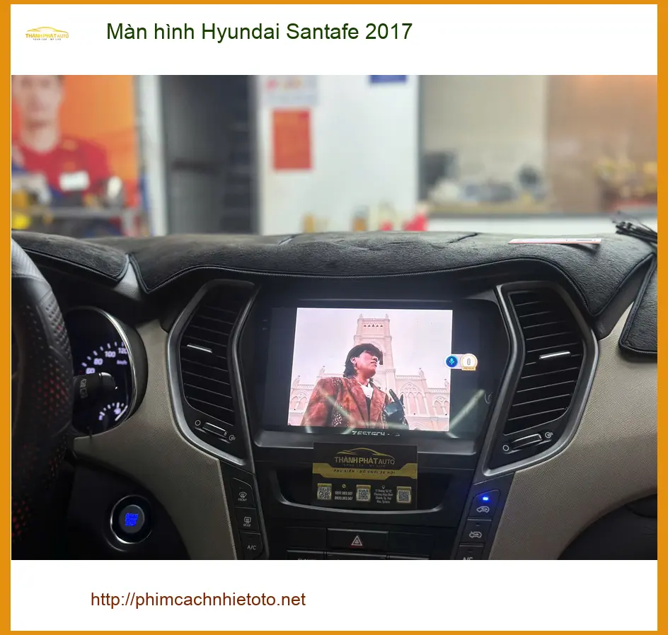 Anh Minh lắp màn hình Hyundai Santafe 2017 tại Quận 12 vì màn zin lỗi thời ảnh thực tế 4