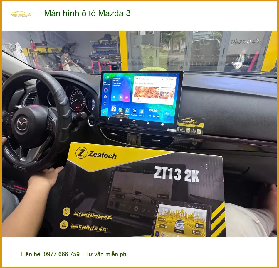 Anh Minh nâng cấp màn hình ô tô Mazda 3 tại Quận 9 do màn zin cũ