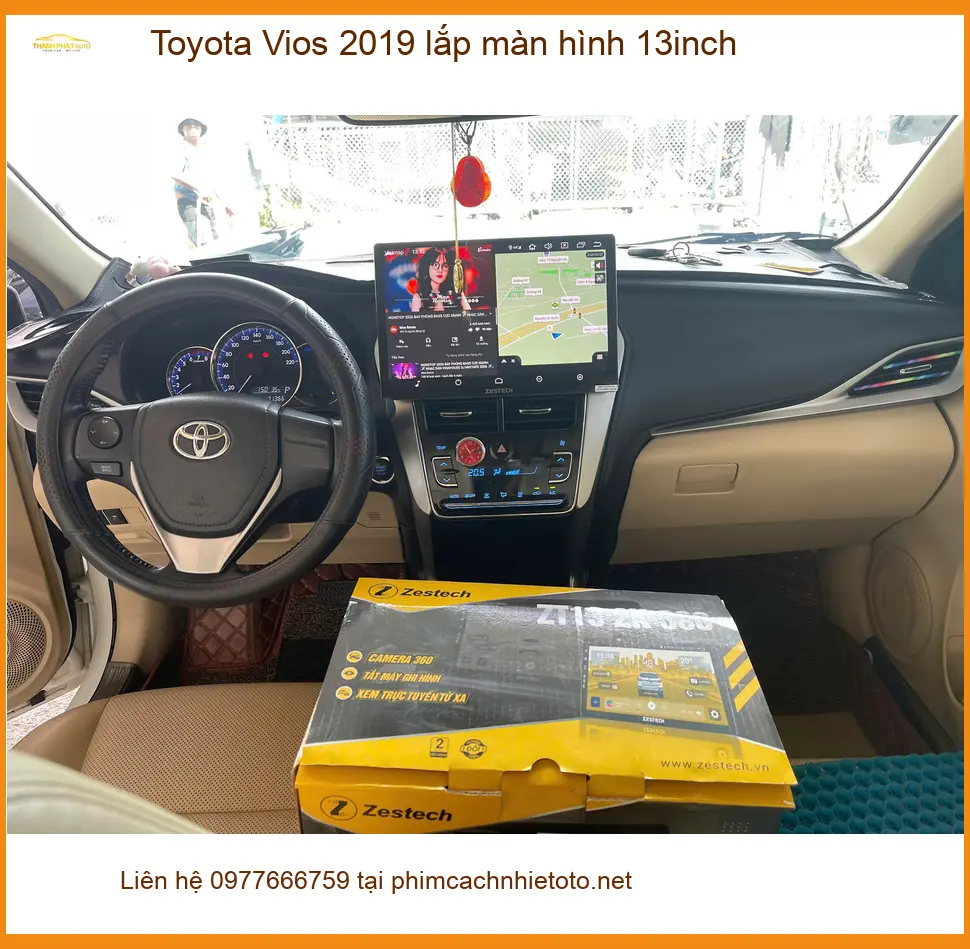 Chú Minh Toyota Vios 2019 lắp màn hình 13inch tại Quận 9 vì màn zin cũ ảnh thực tế 5